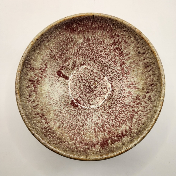 Glazed Art Pottery Small Bowl Burgundy & Gray Tones 6" Diameter - Picture 2 of 5